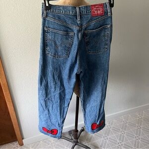 LEVIS x HELLO KITTY sz 29 Ribcage Straight Denim Blue Jeans High Rise
